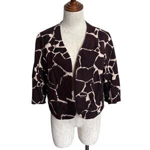 Leifsdottir giraffe print cropped blazer S linen blend artsy Anthropologie